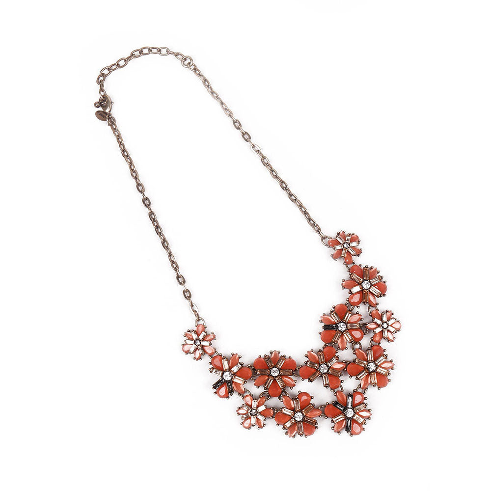 Odette Orange Floral Necklace