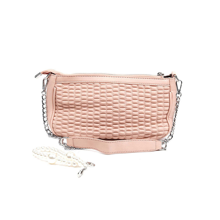 Odette Peach Embellished Sling And Cross Bag