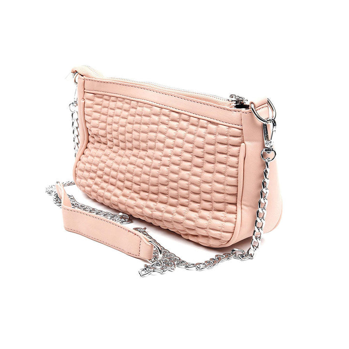 Odette Peach Embellished Sling And Cross Bag