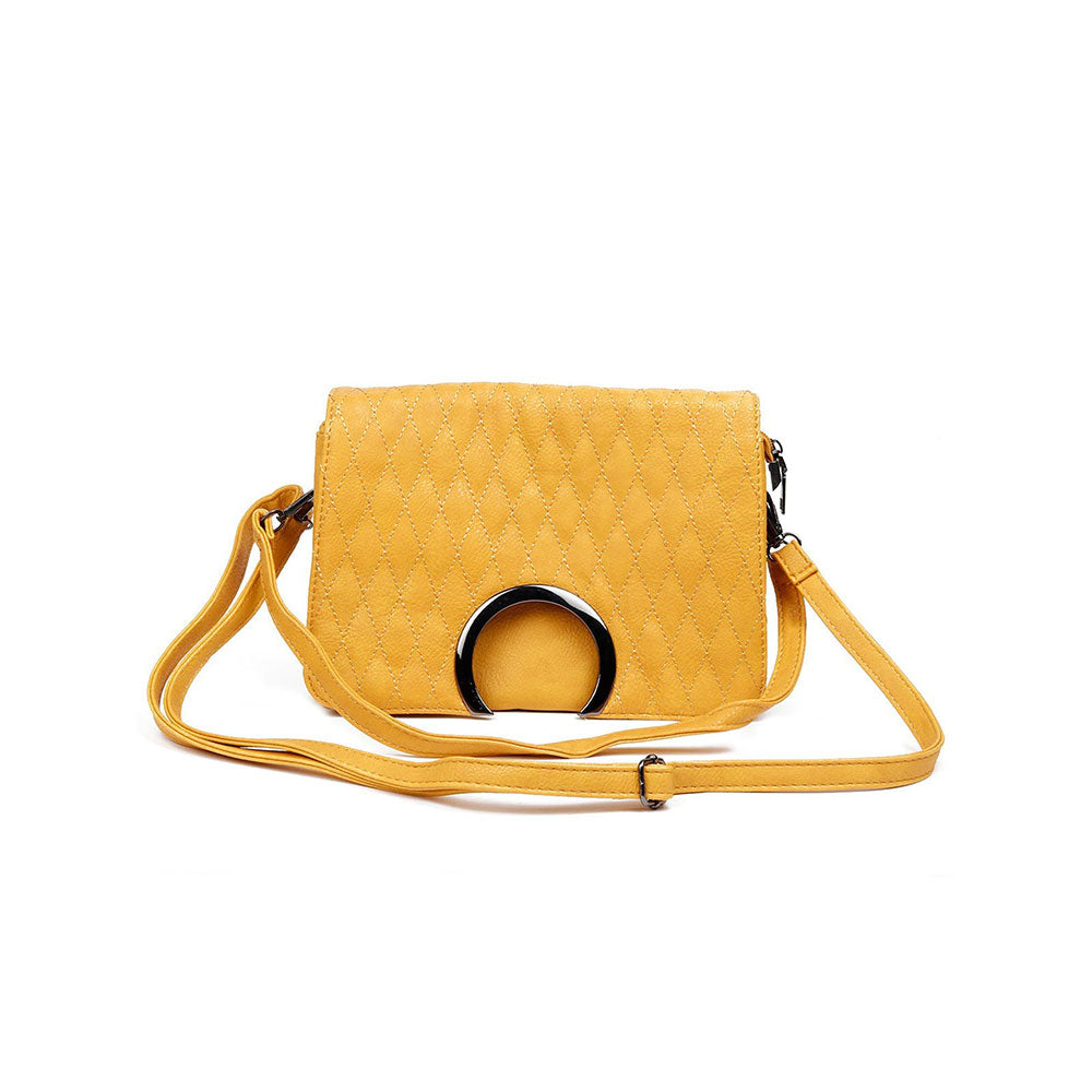 Odette Mustard Solid Sling And Cross Bag