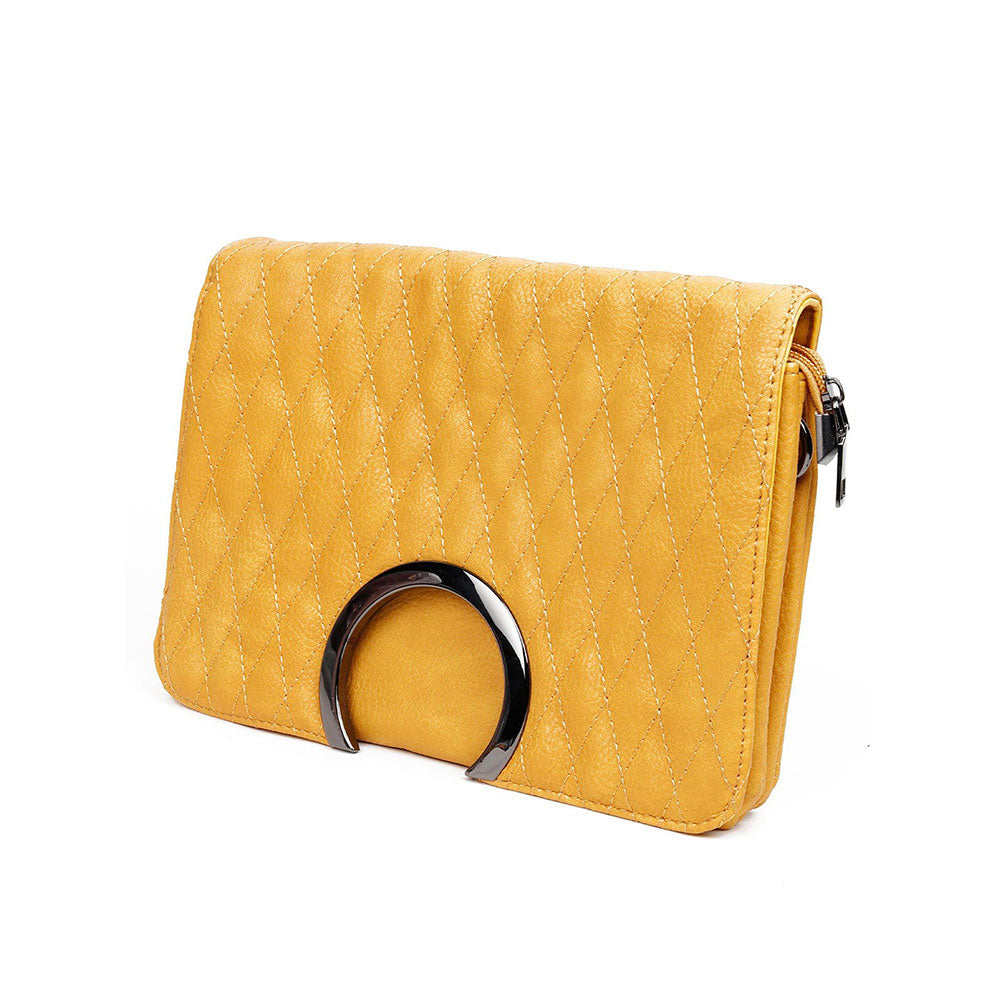 Odette Mustard Solid Sling And Cross Bag