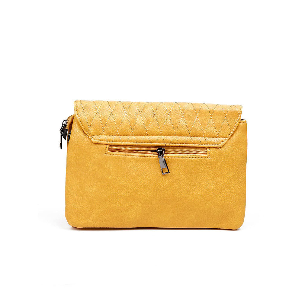 Odette Mustard Solid Sling And Cross Bag