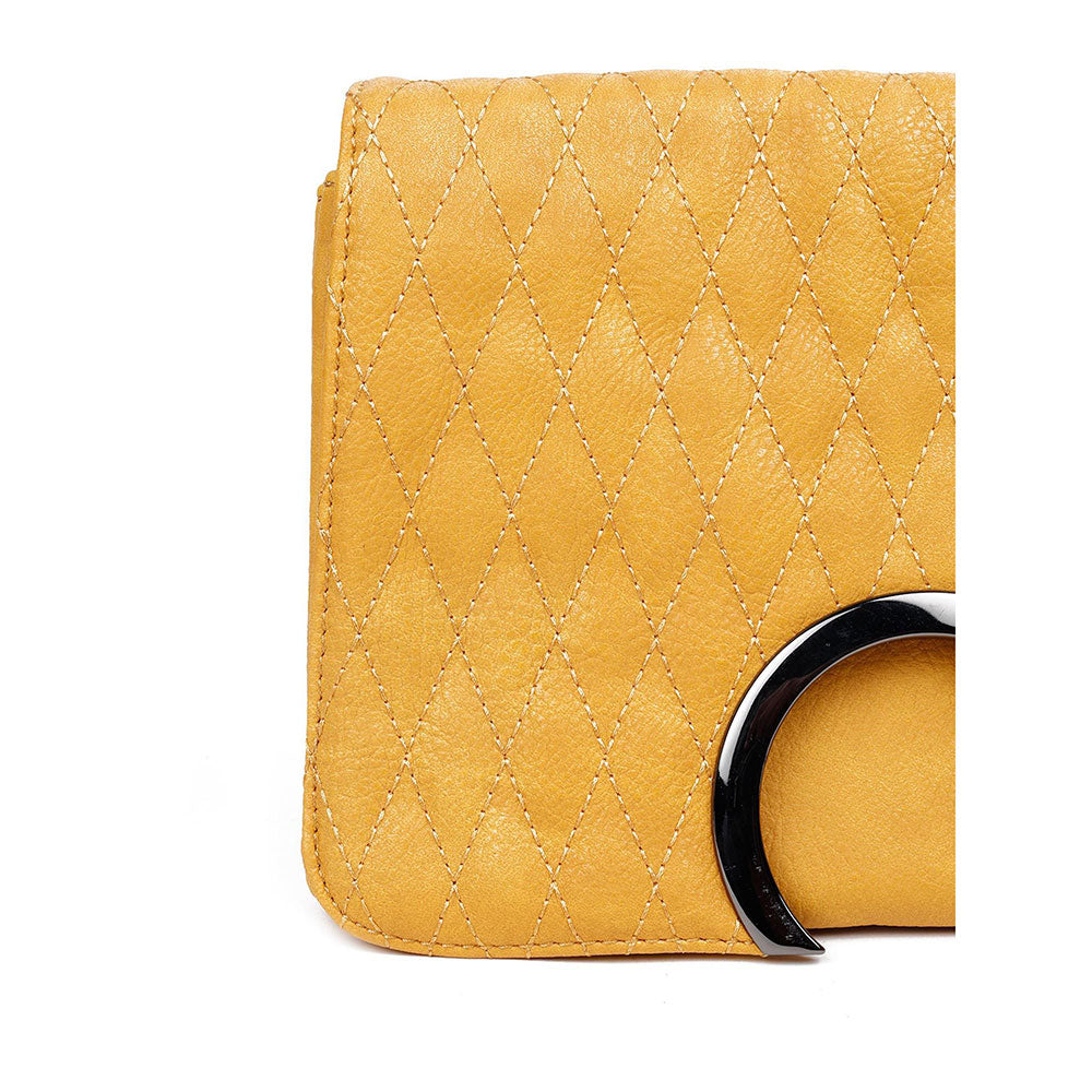 Odette Mustard Solid Sling And Cross Bag