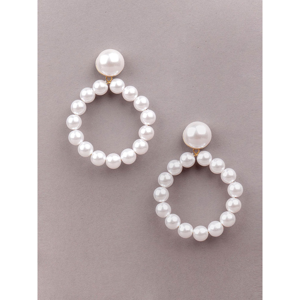 Odette Rounded Hoop Pearl Earrings