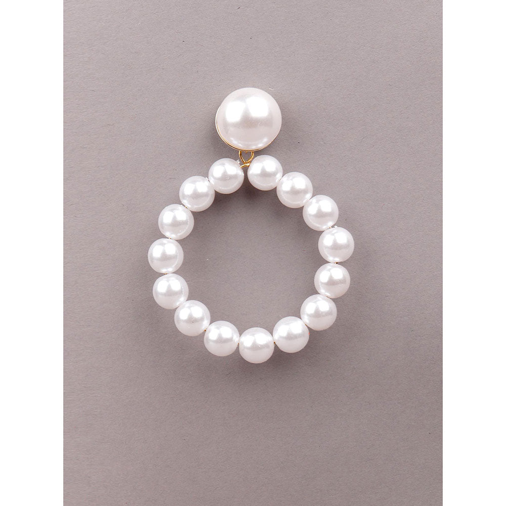 Odette Rounded Hoop Pearl Earrings