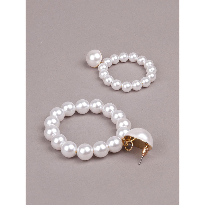 Odette Rounded Hoop Pearl Earrings