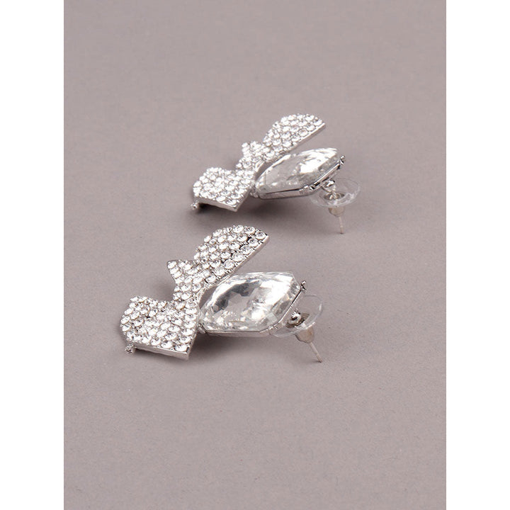 Odette Silver-Studded Bow-Shaped Statement Earrings