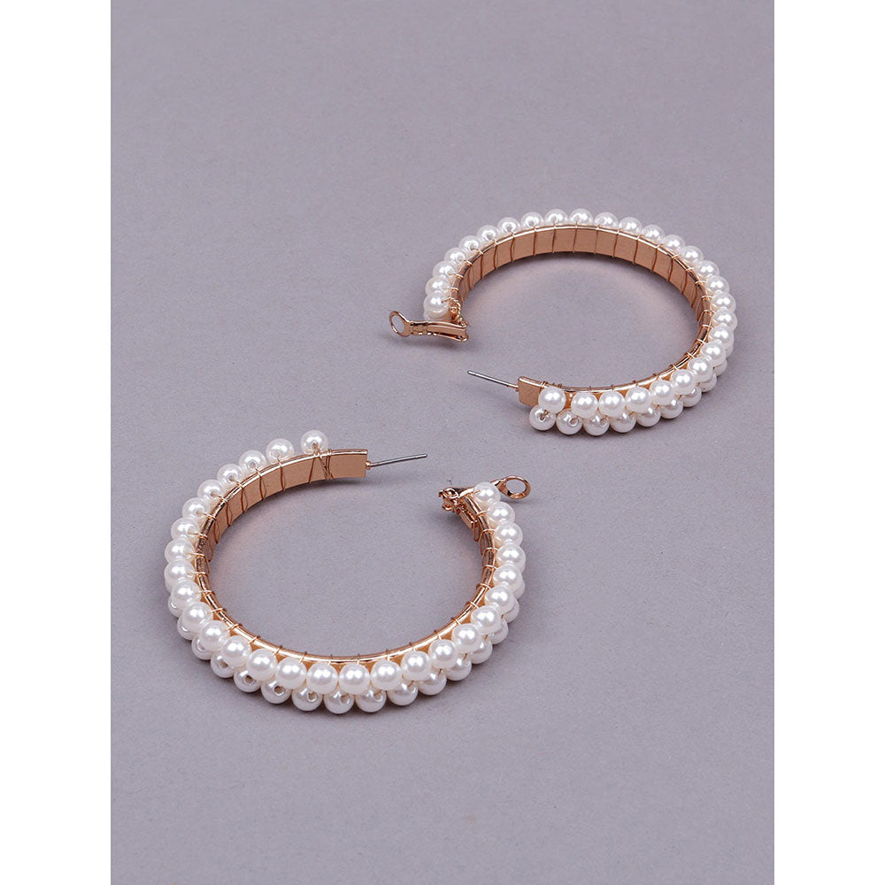 Odette Double Layered Artificial Pearl Hoop Statement Earrings