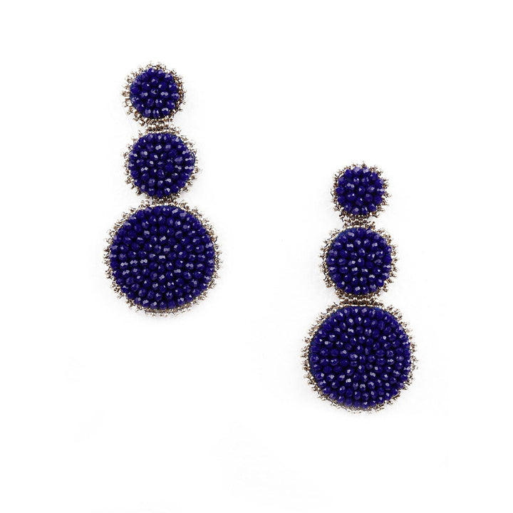 Odette Navy Blue Triple Rounded Statement Earrings