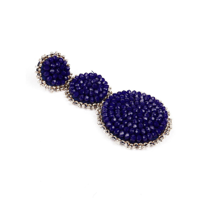 Odette Navy Blue Triple Rounded Statement Earrings