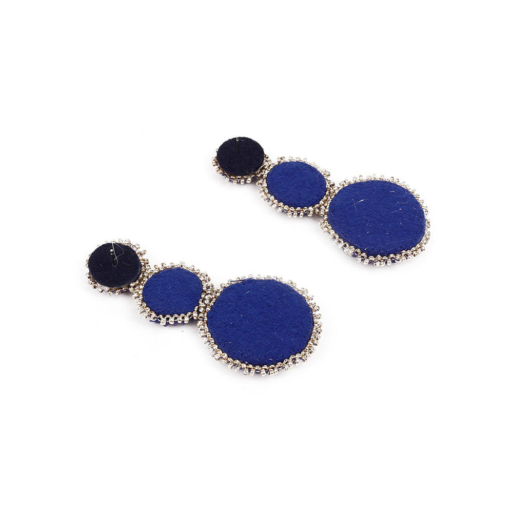 Odette Navy Blue Triple Rounded Statement Earrings