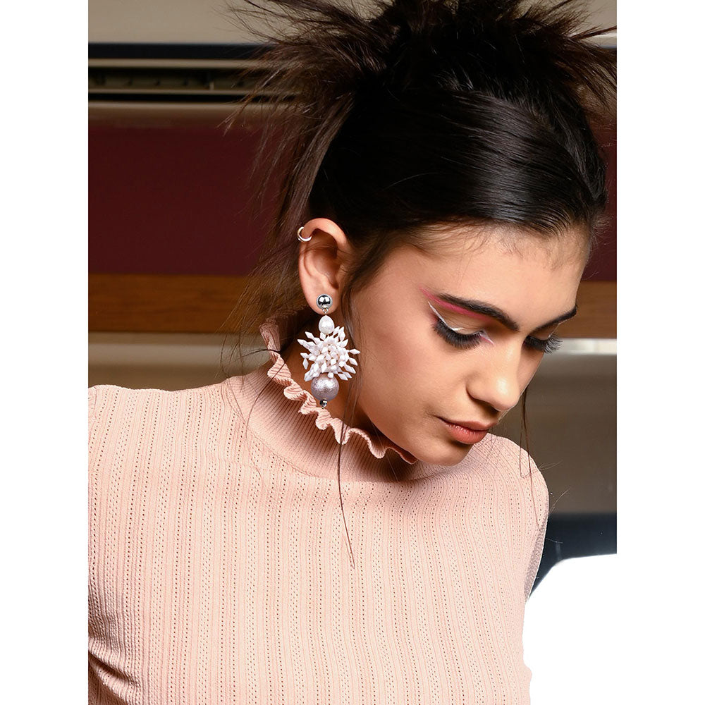 Odette Rose Gold And White Statement Earrings