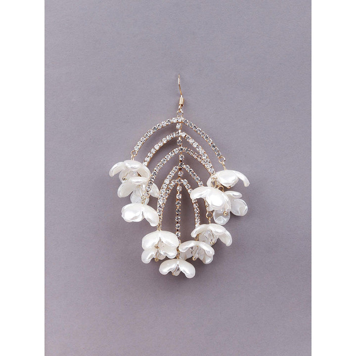 Odette White Floral Statement Earrings For Women