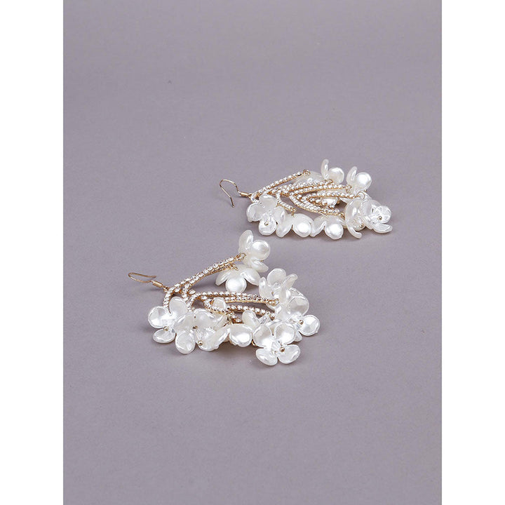 Odette White Floral Statement Earrings For Women