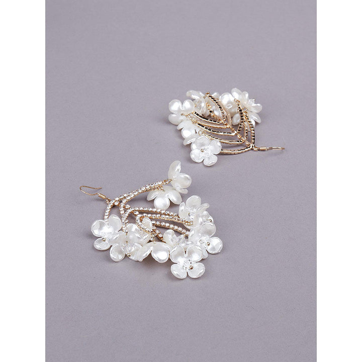 Odette White Floral Statement Earrings For Women