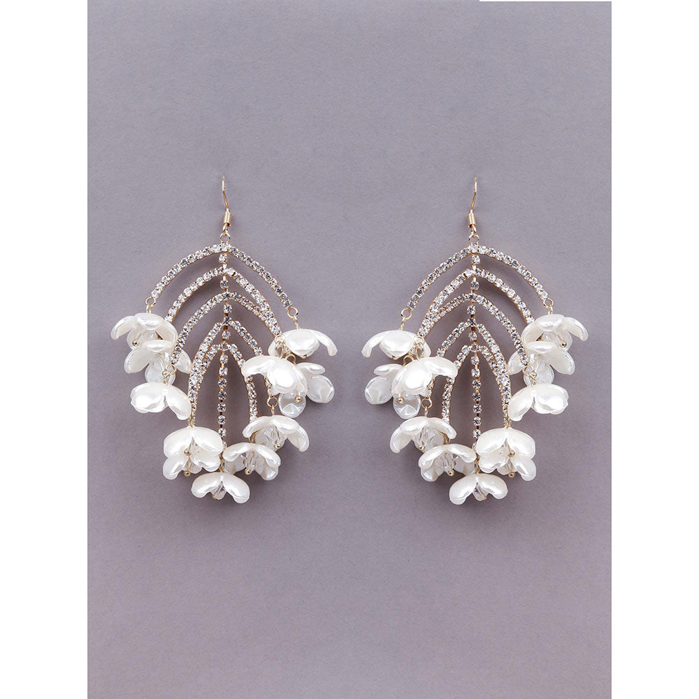 Odette White Floral Statement Earrings For Women