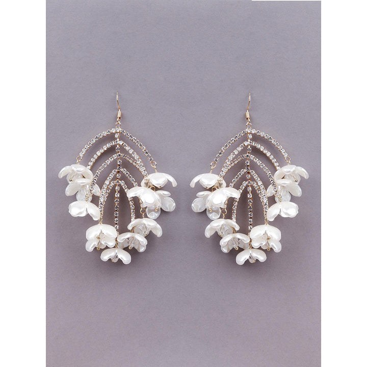 Odette White Floral Statement Earrings For Women