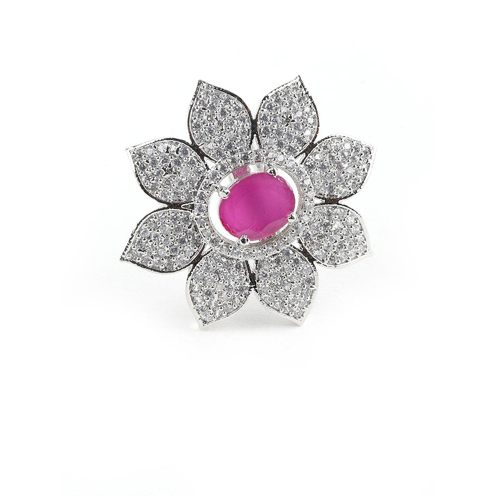 Odette Pink Ruby Floral Finger Ring