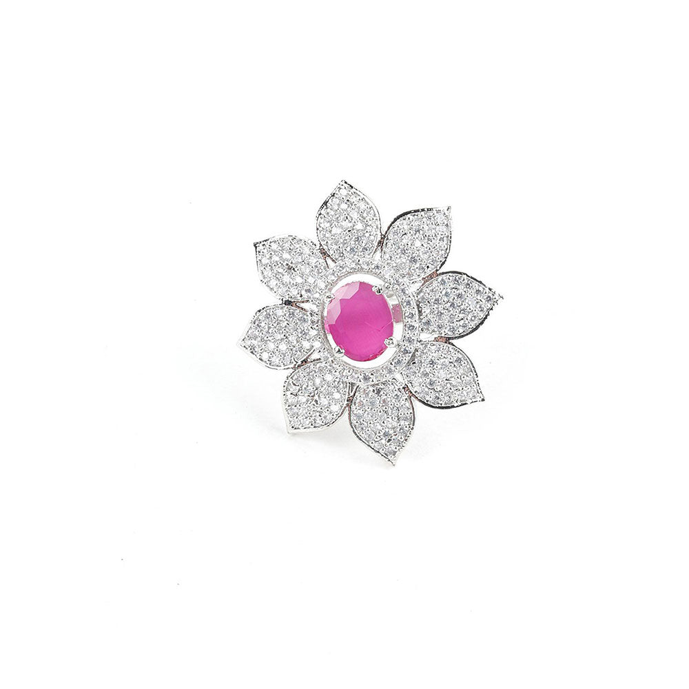 Odette Pink Ruby Floral Finger Ring