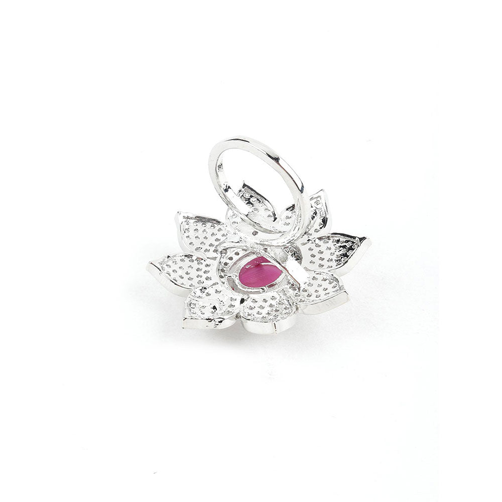 Odette Pink Ruby Floral Finger Ring