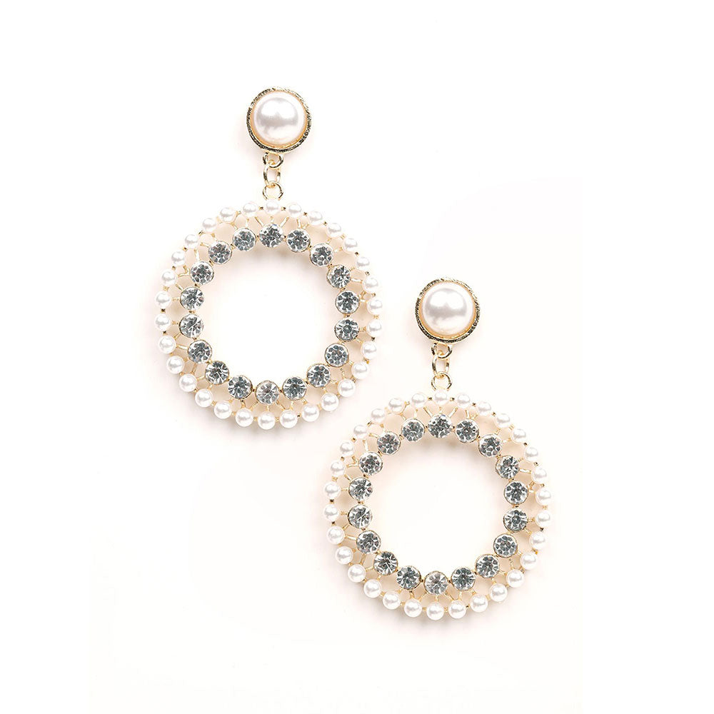 Odette Pearl Studded Double-Layered Hoop Earrings -Gold