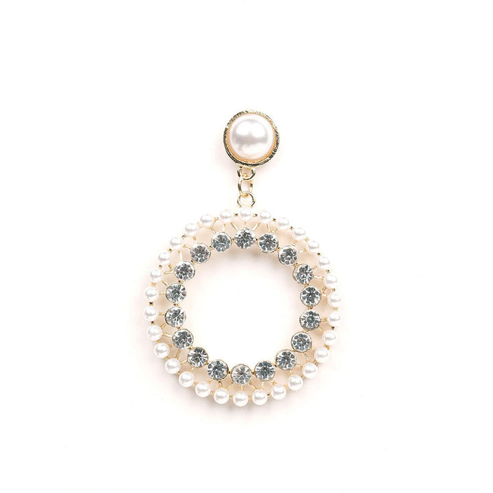 Odette Pearl Studded Double-Layered Hoop Earrings -Gold