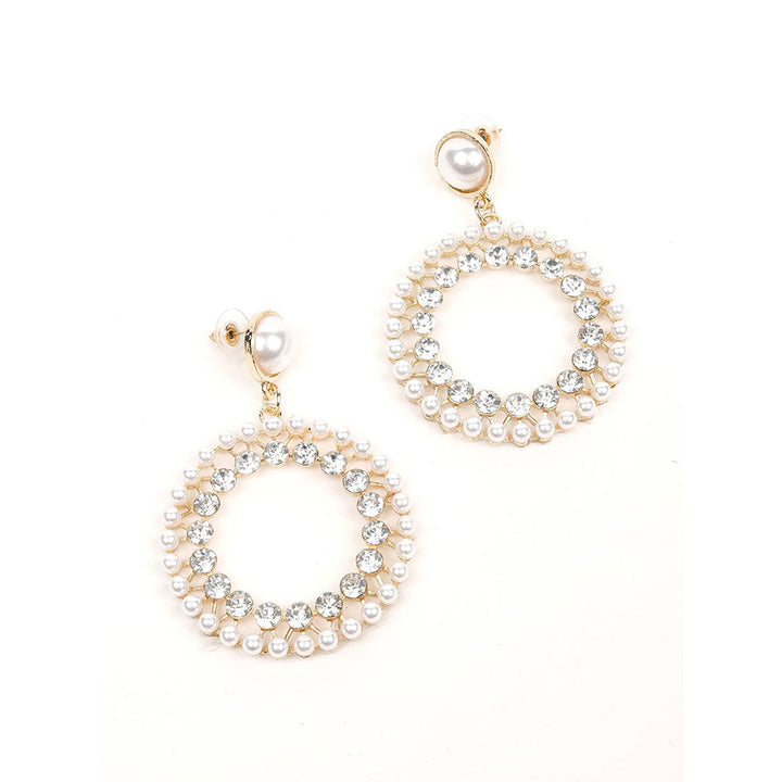 Odette Pearl Studded Double-Layered Hoop Earrings -Gold