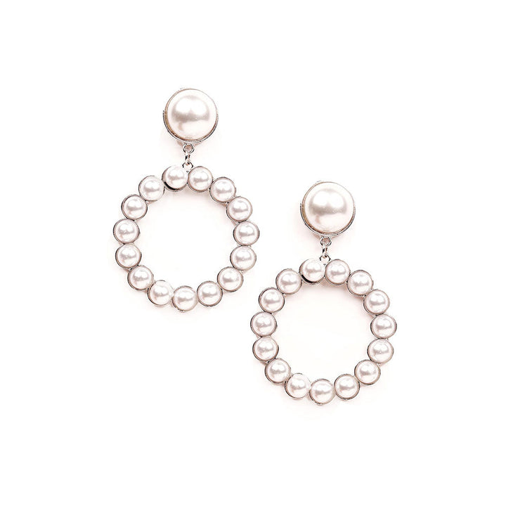 Odette Rounded Hoop Pearl Studded Earrings