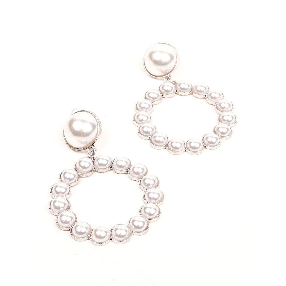 Odette Rounded Hoop Pearl Studded Earrings