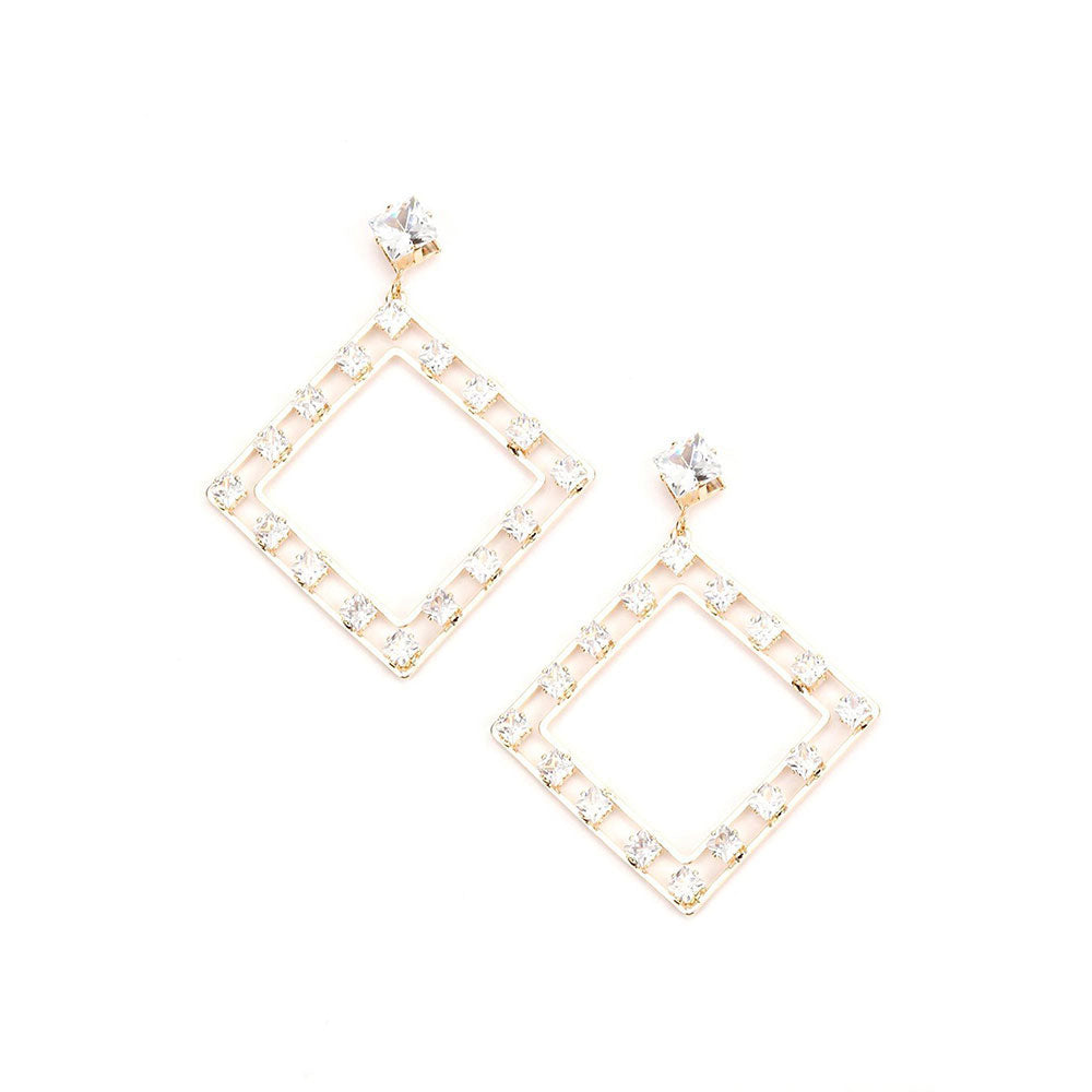 Odette Modern Square Earrings With Stones