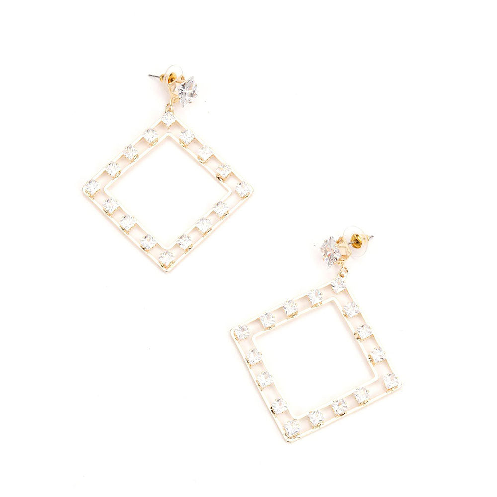 Odette Modern Square Earrings With Stones