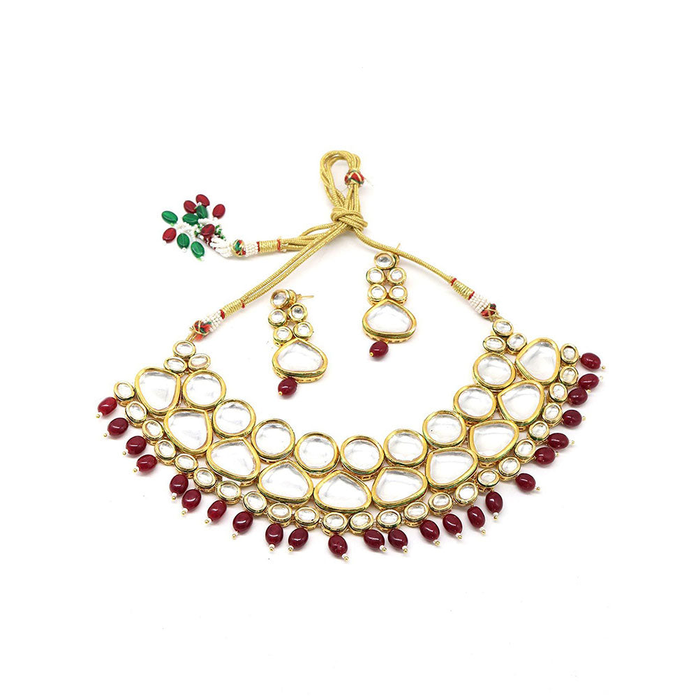 Odette Traditional heavy semiprecious kundan & enameled necklace with earrings!