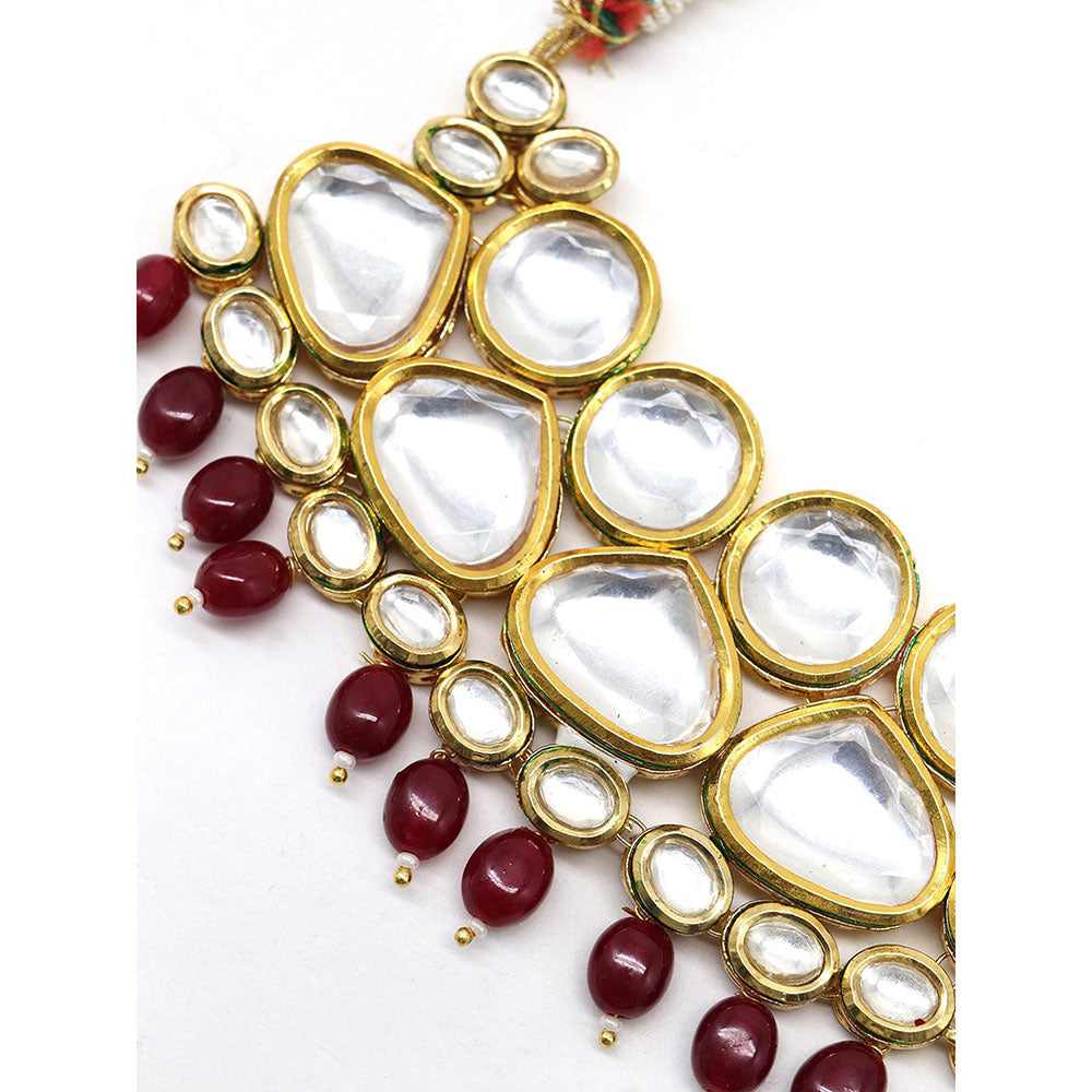 Odette Traditional heavy semiprecious kundan & enameled necklace with earrings!