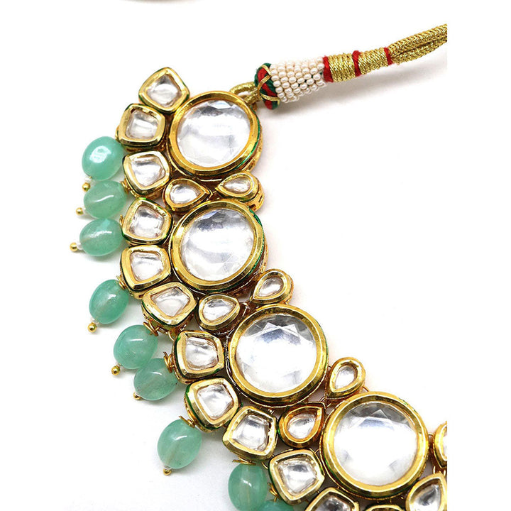 Odette Ethnic heavy semiprecious kundan & enameled necklace with earrings!