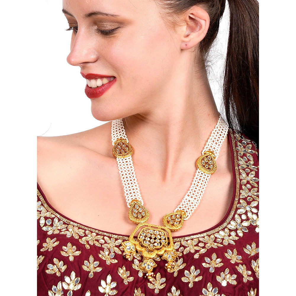 Odette Ancient semiprecious kundan & pearl choker with earrings