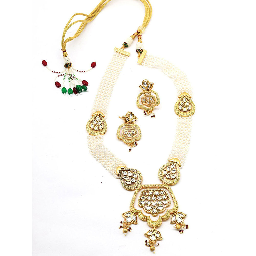 Odette Ancient semiprecious kundan & pearl choker with earrings