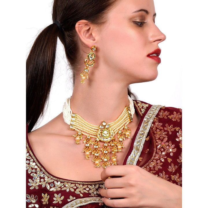 Odette Ponderous pearl kundan choker with earrings!