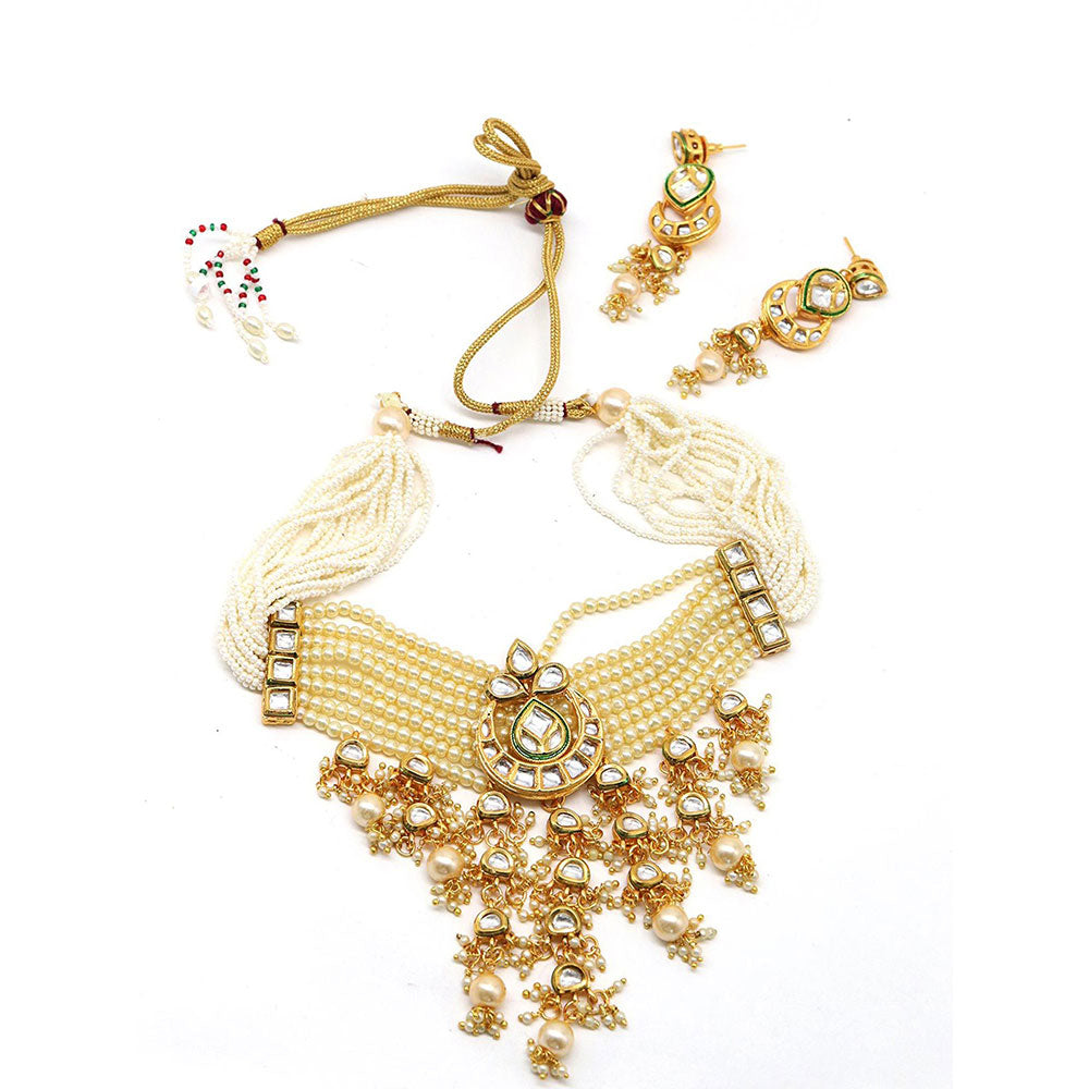 Odette Ponderous pearl kundan choker with earrings!