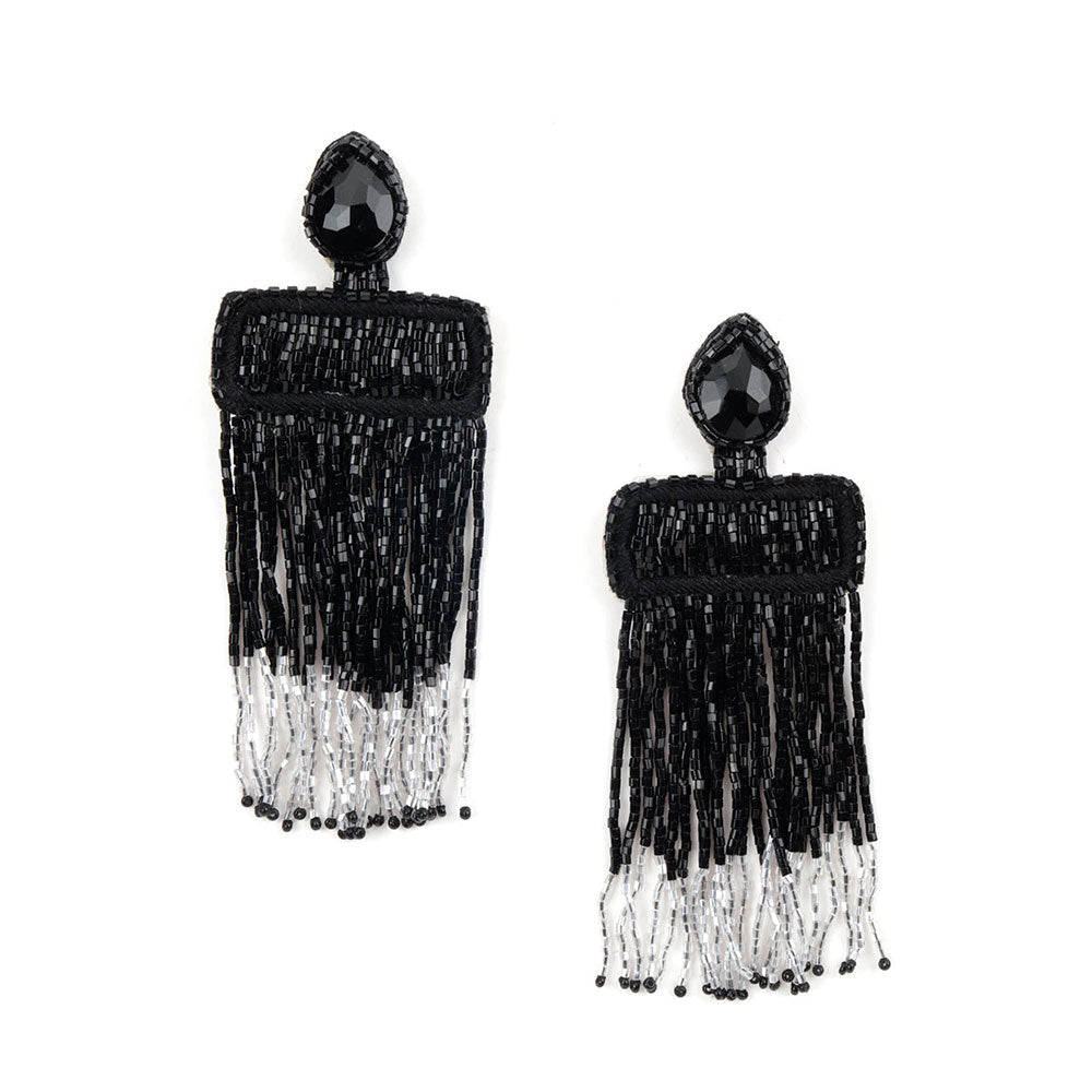 Odette Black Compelling Tassel Earring