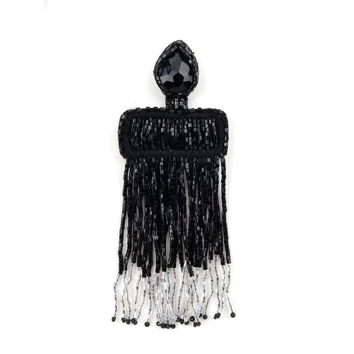 Odette Black Compelling Tassel Earring