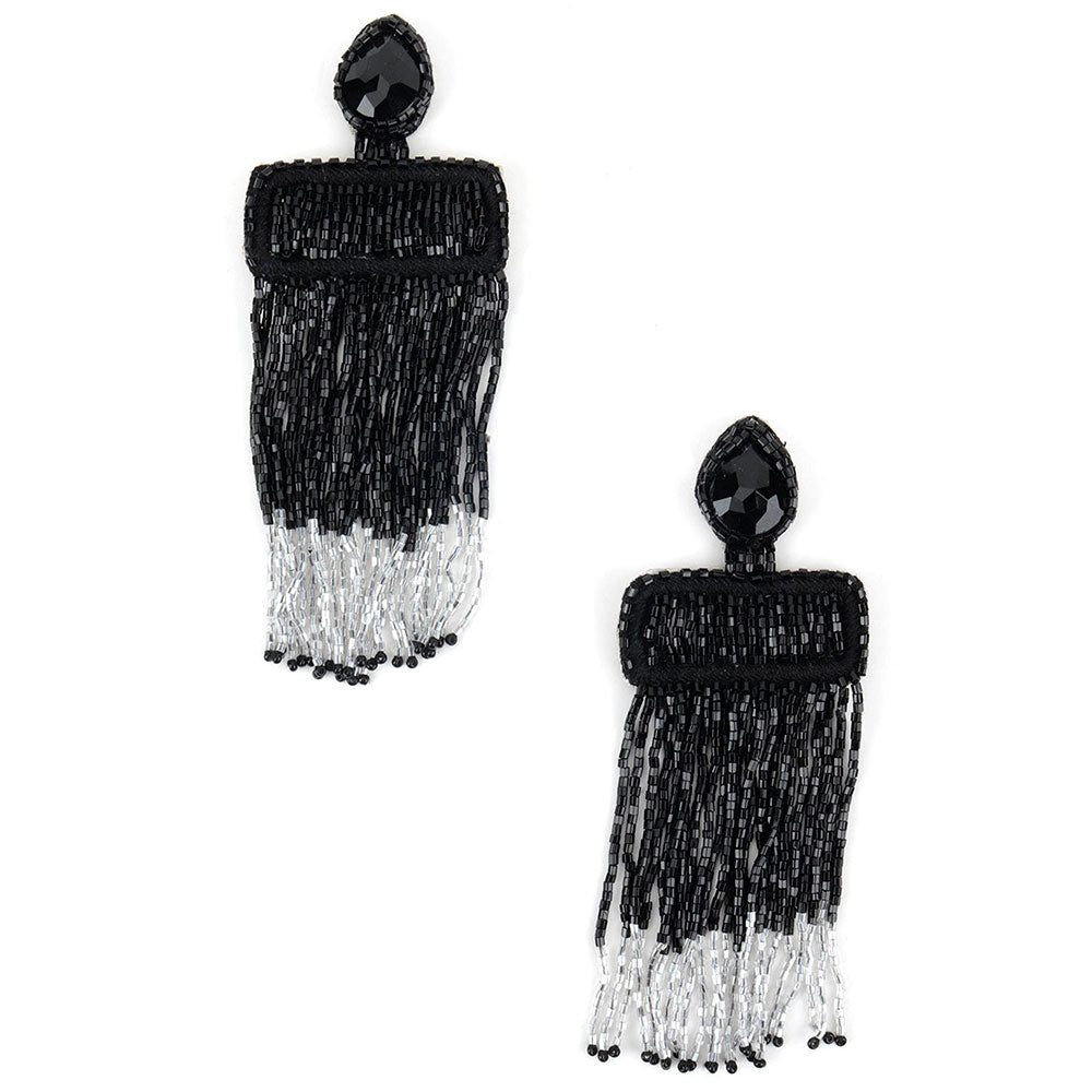 Odette Black Compelling Tassel Earring