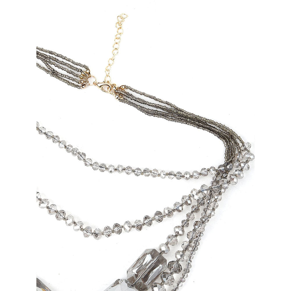 Odette Grey Long Beaded Multi-Row Necklace