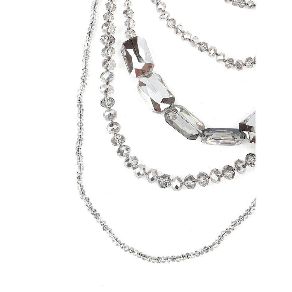 Odette Grey Long Beaded Multi-Row Necklace