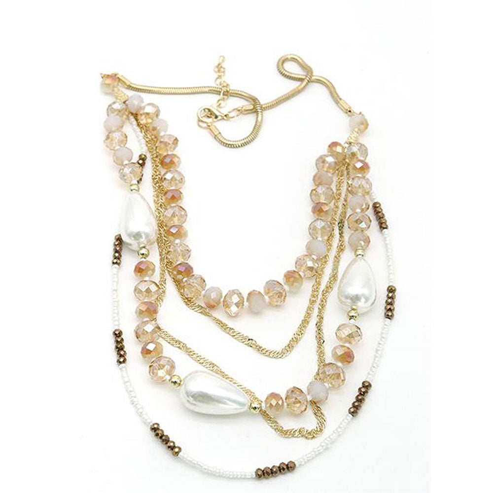 Odette Scintillating Five-Layer Stone &Amp; Pearl Necklace