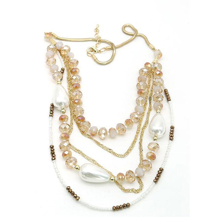 Odette Scintillating Five-Layer Stone &Amp; Pearl Necklace