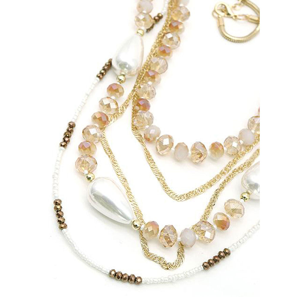 Odette Scintillating Five-Layer Stone &Amp; Pearl Necklace