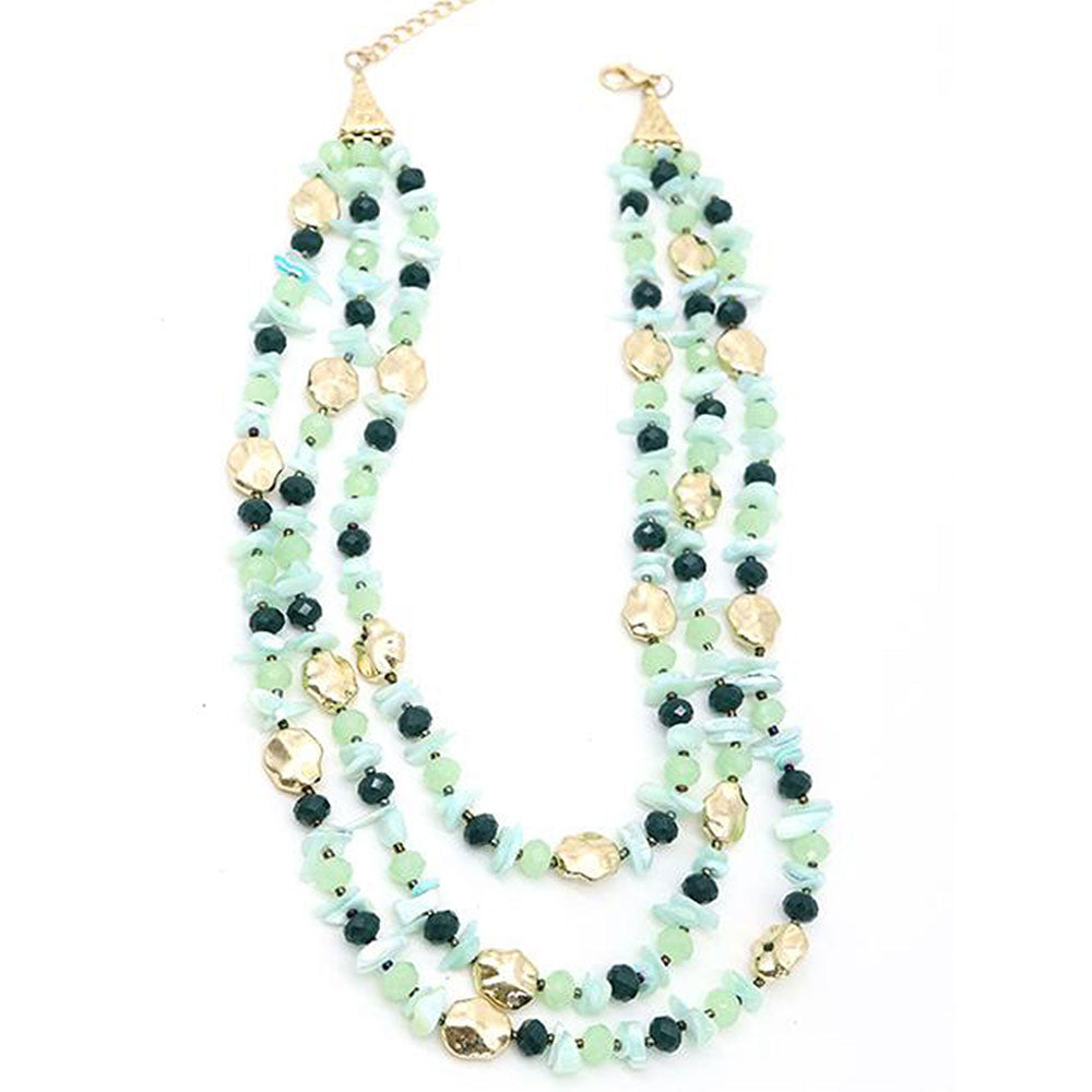 Odette Three-Layered Sea Green Stone Necklace