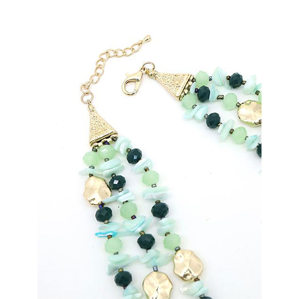 Odette Three-Layered Sea Green Stone Necklace