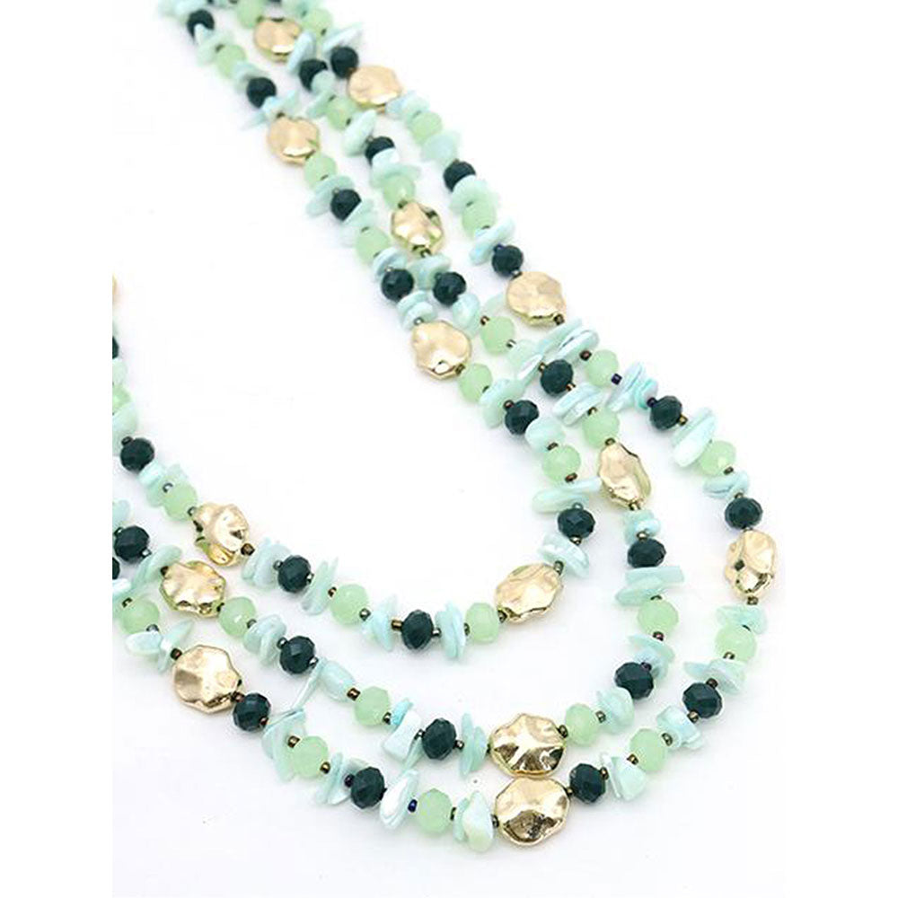 Odette Three-Layered Sea Green Stone Necklace