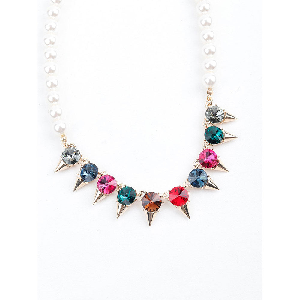 Odette Multi-Coloured Rhine Stones and Beaded Pearl Necklace